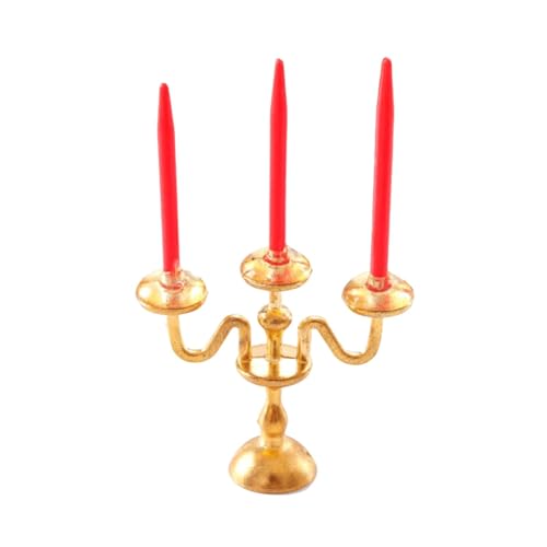 AWHAO Retro Kerzenhalter Miniaturmodell Aus Robustem Eisen für Puppenhäuser Und Spielzeuglandschaften, Gold Und Rot AWHAO Retro Kerzenhalter Miniaturmodell Aus Robustem Eisen für Puppenhäuser Und Spielzeuglandschaften, Gold Und Rot von AWHAO