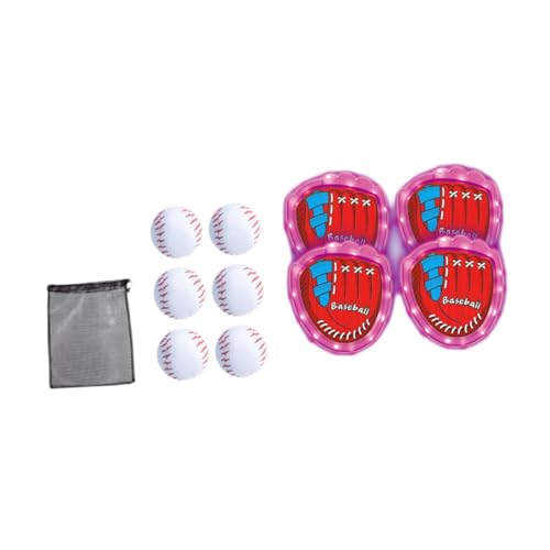 ＡＷＨＡＯ Selbstklebendes Wurf Und Fangspielset, Freizeitspielset, Softball Set für Kinder für Kinder, Rosa mit Tennis von ＡＷＨＡＯ