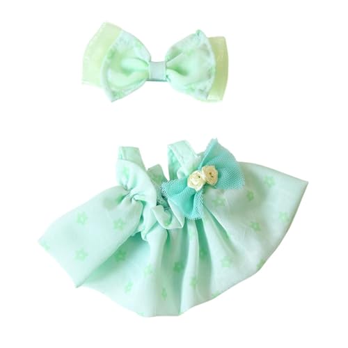 ＡＷＨＡＯ Süßes Plüschpuppen Outfit, Stilvolles Plüschspielzeug mit Mini Kopfschmuck, Mädchenpuppenkleidung, Puppenersatz Outfit für Geburtstagskinder, GrÜn von ＡＷＨＡＯ