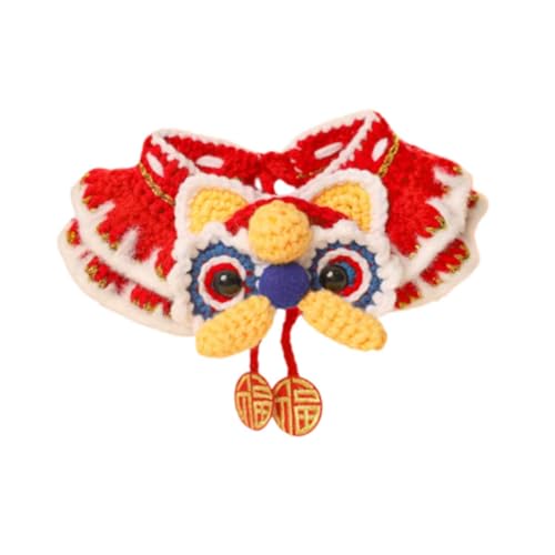 AWHAO Weiches Gestricktes Löwentanz Katzenhalsband, Halswärmer, Niedliches Feiertagshaustier, Chinesisches Neujahr für Hunde, Katzen, Welpen, S AWHAO Weiches Gestricktes Löwentanz Katzenhalsband, Halswärmer, Niedliches Feiertagshaustier, Chinesisches Neujahr für Hunde, Katzen, Welpen, S von AWHAO