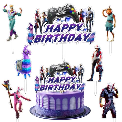 7 Stück Kuchen Dekoration Fortni, Torten Deko Fortni, Cake Topper, Thema Cupcake, Geburtstags Dekoration, Jungen und Mädchen, für Kinder Geburtstag Party, Mottopartys, Hochzeitsfeier von AWOUSUE