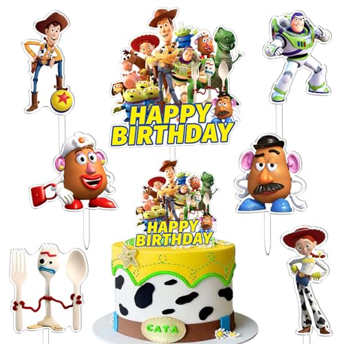 7 Stück Story Geburtstag Torten Deko, Story Cake Topper, Kinder Kuchen Dekoration, Theme Torte Deko, Cupcake Topper Junge und Mädchen, für Kinder Geburtstag, Mottopartys, Hochzeitsfeier von AWOUSUE