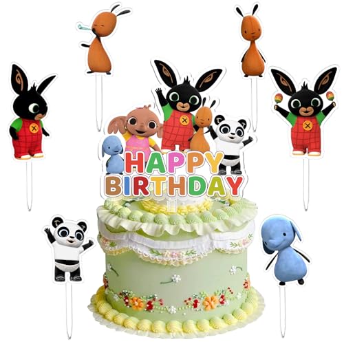 Bunny Cake Topper, 7 Stück Bunny Kuchen Dekoration, Torten Deko, Cupcake Deko, Geburtstags Dekoration, Jungen und Mädchen, Partyzubehör, für Kinder Geburtstage, Hochzeitsfeiern, Baby Partys von AWOUSUE