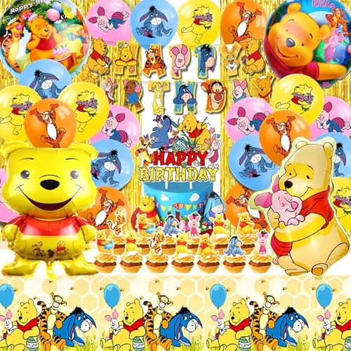 Winnie Pooh Geburtstag Party Set, 52 Stück Baby Winnie Pooh Geburtstagsdeko, Winnie Pooh Luftballons, Winnie Pooh Folienballon, Winnie Pooh Birthday Cake Accessories And Banner,Winnie Pooh Decor Party Winnie Pooh Geburtstag Party Set, 52 Stück Baby Winnie Pooh Geburtstagsdeko, Winnie Pooh Luftballons, Winnie Pooh Folienballon, Winnie Pooh Birthday Cake Accessories And Banner,Winnie Pooh Decor Party von AWOUSUE