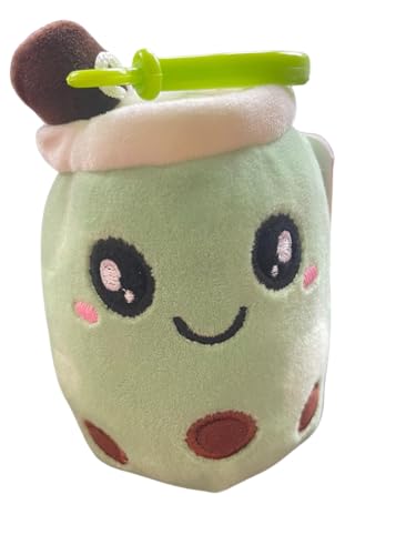 Nettes Bubble Tea Plüschtier, Boba Plüsch mit Schlüsselanhänger, Weiches Squishy Spielzeug (Matcha) von AWR