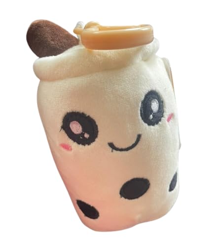 Nettes Bubble Tea Plüschtier, Boba Plüsch mit Schlüsselanhänger, Weiches Squishy Spielzeug (Milch) von AWR