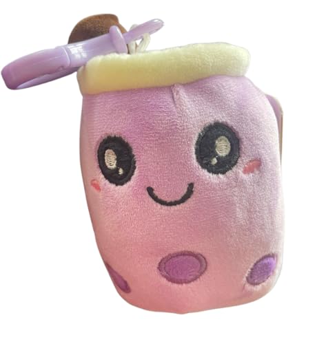Nettes Bubble Tea Plüschtier, Boba Plushie mit Schlüsselanhänger, weiches Squishy Spielzeug (Taro) von AWR