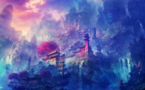 1000 Teile Puzzle für Erwachsene, Papierpuzzle, Haus Buddha in den Bergen, Kunst für Erwachsene, DIY, Freizeitspiel, lustiges Spielzeug, Geschenk, geeignet, 26 x 38 cm von AWYHEZ