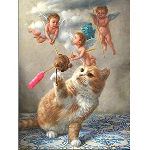 1000-teiliges Puzzle für Erwachsene – Engel und Katze, 1000-teiliges Puzzle, Bodenpuzzle für Kinder und Erwachsene, 38 x 52 cm von AWYHEZ