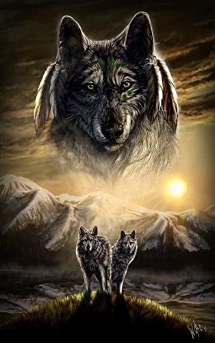 2000-teiliges Puzzle, Lernpuzzle Sternenwolf Schneewolf Aquarell Wohnzimmer Wanddekoration Geschenk, Familienspiel, Gehirn-Herausforderung Puzzle-Set 100x70cm von AWYHEZ