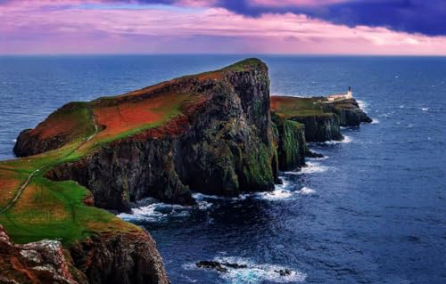 2000-teiliges Puzzle für Erwachsene und Kinder ab 14 Jahren, Schottland-Leuchtturm, Isle of Skye, Innere Hebriden, 70 x 100 cm von AWYHEZ