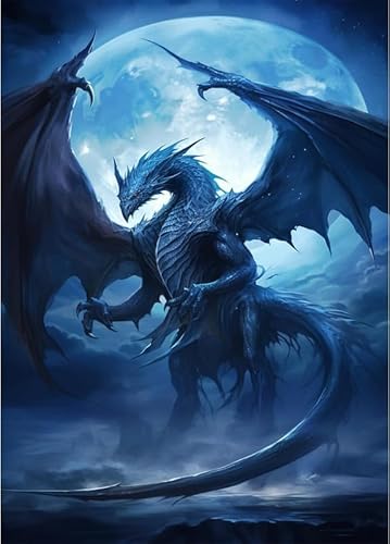 Drache im Mondlicht – 1000-teiliges Papierpuzzle – Lernpuzzle für Jungen und Mädchen 50 x 70 cm von AWYHEZ