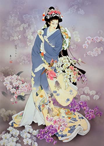 Puzzle 1000 Teile Japanische Geisha Home Handgefertigt Pädagogisches Intelligenzspielzeug Stressabbau Lustiges Familienspiel Kinder Erwachsene Herausforderndes Puzzle Geschenk 26X38CM von AWYHEZ