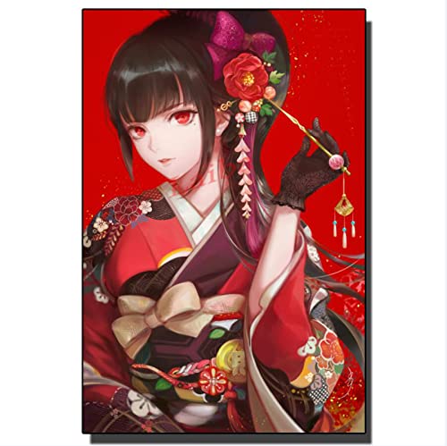 Puzzle 1000 Teile Japanische Geisha Wohnkultur Pädagogisches Intelligenz Stressabbau Spielzeug Lustiges Familienspiel Kinder Erwachsene Herausforderndes Puzzle Geschenk 26X38CM von AWYHEZ