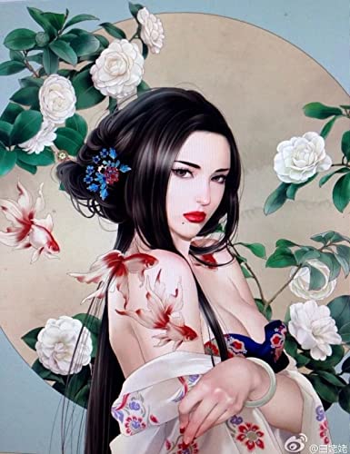 Puzzle 1000 Teile Japanische Geisha Wohnkultur Pädagogisches Intelligenz Stressabbau Spielzeug Lustiges Familienspiel Kinder Erwachsene Herausforderndes Puzzle Geschenk 38X52CM von AWYHEZ