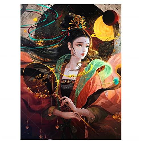 Puzzle 1000 Teile Japanische weibliche Geisha Pädagogisches Intelligenzspielzeug Stressabbau Lustiges Familienspiel Kinder Erwachsene Herausforderndes Puzzle Geschenk 38X52CM von AWYHEZ