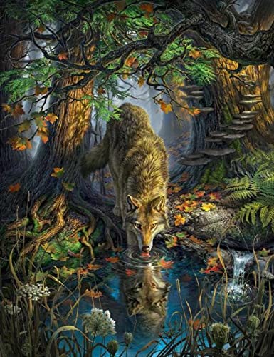 Puzzle 2000 Teile Wolf Schneewolf Wandkunst Poster Pädagogische Intelligenz Stressabbau Spielzeug Lustiges Familienspiel Kinder Erwachsene Herausforderndes Puzzle Geschenk70X100CM von AWYHEZ