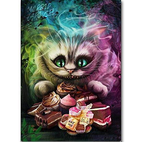 Puzzle für Erwachsene, 1000 Teile, Lernspiel, Herausforderungsspielzeug, Alice im Wunderland-Katze, Halloween, Heimdekoration, 38 x 52 cm von AWYHEZ