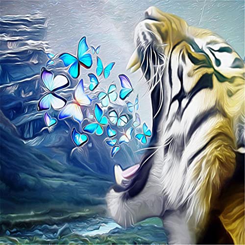 Puzzle für Erwachsene, 1000-teiliges Papierpuzzle – Tiger und Schmetterlinge, Puzzle-Geschenk, 26 x 38 cm von AWYHEZ