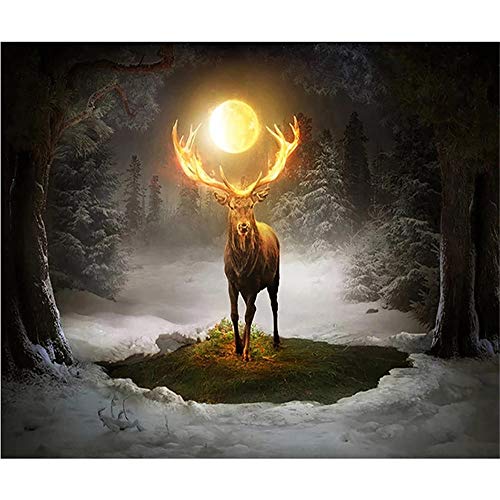 Puzzle für Erwachsene 1000 Teile, Leuchtender Hirsch im Wald, Puzzles für Erwachsene, großes Landschaftspuzzle für Freunde, DIY, intellektuelles Lernen, 50 x 70 cm von AWYHEZ