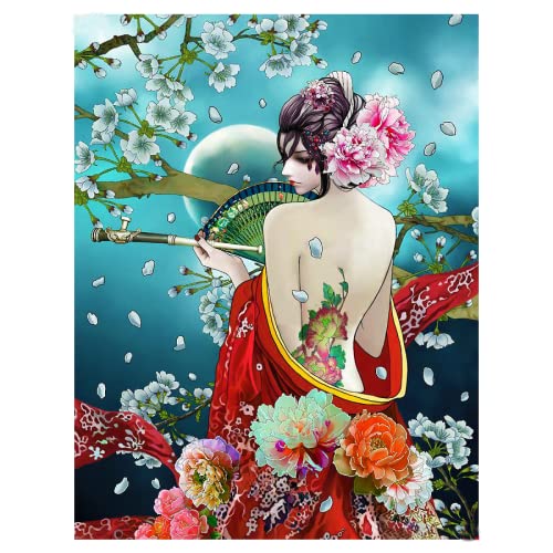 Puzzle für Erwachsene 1000 Teile Japanische Geisha-Frau Frauenporträt Lernspielzeug Intellektuelles Spiel Geschenk 50X70CM von AWYHEZ