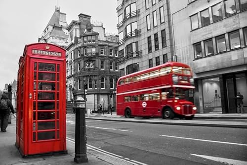 Puzzle für Erwachsene 1000 Teile Londoner Telefonzelle Bus Herausfordernde Spiele für die ganze Familie Heimdekoration Geschenke 50X70CM von AWYHEZ