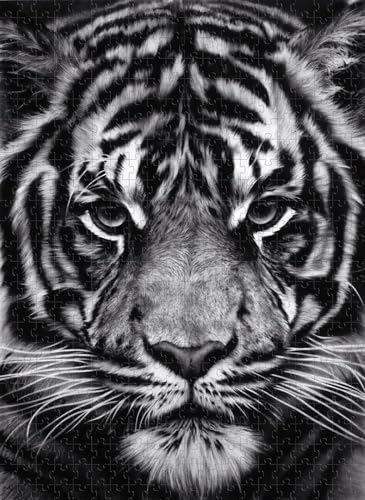 Schwarz-weißes Tiger-Puzzle für Erwachsene, 2000 Teile, pädagogisches Stressabbau-Spielzeug für Erwachsene und Kinder, 70 x 100 cm Schwarz-weißes Tiger-Puzzle für Erwachsene, 2000 Teile, pädagogisches Stressabbau-Spielzeug für Erwachsene und Kinder, 70 x 100 cm von AWYHEZ