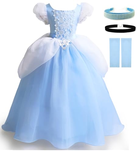 Axaxa Aschenputtel Kostüm für Mädchen Aschenputtel Kleid Prinzessin Kleider für Mädchen mit Zubehör von AXAXA