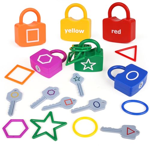 Passendes Lernschlösser-Set, Montessori Lernspielzeug für Kleinkinder mit geometrischer Form, Farberkennung, Spielzeug-Set zur Farbklassifizierung Passendes Lernschlösser-Set, Montessori Lernspielzeug für Kleinkinder mit geometrischer Form, Farberkennung, Spielzeug-Set zur Farbklassifizierung von AXEARTE