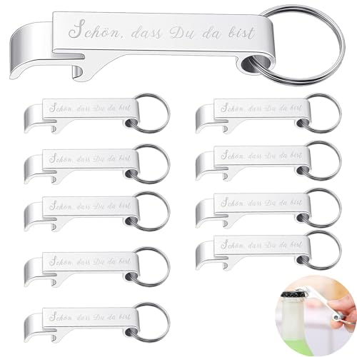 AXERHK 20 Stück Flaschenöffner Schlüsselanhänger, Custom-Taschengröße Flaschenöffner Bierflaschenöffner Bieröffner Kapselheber für Hochzeitsfeier Taufe Gästegeschenke(Schön, dass Du da bist) AXERHK 20 Stück Flaschenöffner Schlüsselanhänger, Custom-Taschengröße Flaschenöffner Bierflaschenöffner Bieröffner Kapselheber für Hochzeitsfeier Taufe Gästegeschenke(Schön, dass Du da bist) von AXERHK