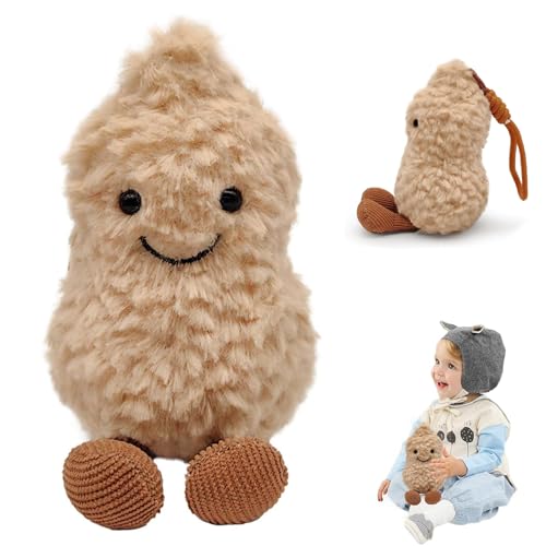 AXERHK Erdnuss Plüsch Puppe, Cartoon Erdnuss Form Schlüsselanhänger, Kuscheltier Anhänger, Lächelnde Süßes Spielzeug, Taschen Dekoration, Lustiges kreatives Geschenk für Kinder AXERHK Erdnuss Plüsch Puppe, Cartoon Erdnuss Form Schlüsselanhänger, Kuscheltier Anhänger, Lächelnde Süßes Spielzeug, Taschen Dekoration, Lustiges kreatives Geschenk für Kinder von AXERHK