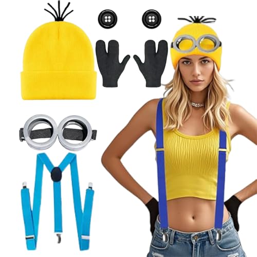 AXERHK Kostüm, 5 Stück Halloween Cosplay Kostüm Set für Kinder, Kindheitshelden Kostüm mit Mütze, Brille, Handschuhen, Knöpfen und Hosenträgern, Ideal für Halloween Party, Karneval und Thementage AXERHK Kostüm, 5 Stück Halloween Cosplay Kostüm Set für Kinder, Kindheitshelden Kostüm mit Mütze, Brille, Handschuhen, Knöpfen und Hosenträgern, Ideal für Halloween Party, Karneval und Thementage von AXERHK