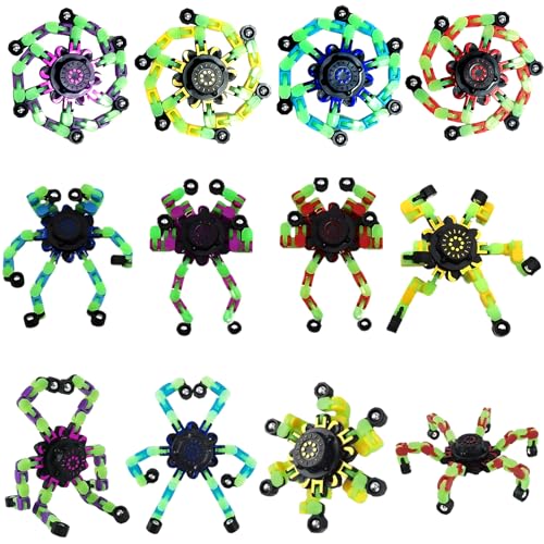 Fidget Spinner, 12 Stück Roboter Spinner, Blinkender Roboter Fidget Toys, DIY Transformierbares Rotierendes Finger Spinnerg, Fidget Spinner Set für Kinder Erwachsene Partygeschenk Geburtstagsfeier von AXERHK