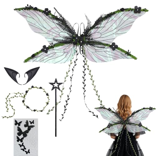 Feenflügel Erwachsene, Schmetterlingsflügel Feen Kostüm Damen mit Elfenöhren,Fee Stirnband und Sterne Feenstäbe, Schmetterlingsflügel für Karneval Halloween Kostüm Cosplay Comic Con Party Feenflügel Erwachsene, Schmetterlingsflügel Feen Kostüm Damen mit Elfenöhren,Fee Stirnband und Sterne Feenstäbe, Schmetterlingsflügel für Karneval Halloween Kostüm Cosplay Comic Con Party von AXERHK