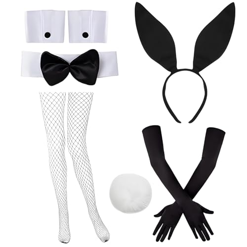 Hasenkostüm Erwachsene,Halloween Kostüm Damen,8 Stück Bunny Zubehör Set,Hasenohren Haarreif Fliege Armband Handschuhe Schwanz Netzstrümpfe für Weihnachten Ostern Cosplay Kostüm Party Hasenkostüm Erwachsene,Halloween Kostüm Damen,8 Stück Bunny Zubehör Set,Hasenohren Haarreif Fliege Armband Handschuhe Schwanz Netzstrümpfe für Weihnachten Ostern Cosplay Kostüm Party von AXERHK