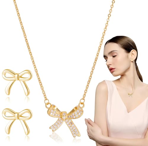 Schleifen Ohrringe, Clean Girl, 2 Stück Aesthetic Stuff Clean Girl mit 1 Cchleifen Kette und 1 Paar Ohrringe Schleife, Exquisiter und Stilvoller Moderner Clean Girl Schmuck für Frauen und Mädchen Schleifen Ohrringe, Clean Girl, 2 Stück Aesthetic Stuff Clean Girl mit 1 Cchleifen Kette und 1 Paar Ohrringe Schleife, Exquisiter und Stilvoller Moderner Clean Girl Schmuck für Frauen und Mädchen von AXERHK