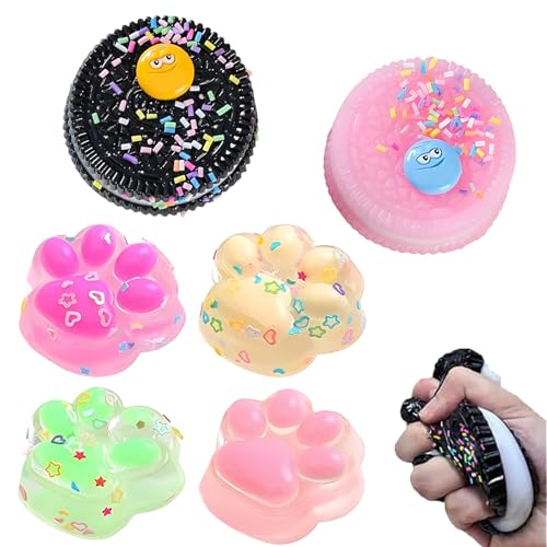 Fidget Toys, 2 Stück Biscuit Anti Stress Spielzeug und 4 Stück Spielzeug Mini Katzenpfoten, Soft Sensory Sensorik Spielzeug für Jungen Und Mädchen Fidget Toys, 2 Stück Biscuit Anti Stress Spielzeug und 4 Stück Spielzeug Mini Katzenpfoten, Soft Sensory Sensorik Spielzeug für Jungen Und Mädchen von AXERHK