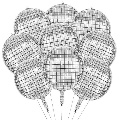 AXFEE Folienballon 9 Stück, 22 Zoll 4D Discokugel Luftballon, Bunt Discokugel Folienballons, Premium Helium Ballon für Mädchen Junge, Disco Ballons für Geburtstag Karneval Neujahr Disco Party Deko von AXFEE