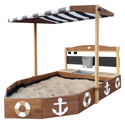 AXI Dora Sandkasten Boot/Schiff aus Holz | Sandkastenschiff in Anthrazit & Braun mit Spielküche, Kreidetafel und Zwei Pflanzkästen | Sandkastenboot | 160 x 100 x 19 cm AXI Dora Sandkasten Boot/Schiff aus Holz | Sandkastenschiff in Anthrazit & Braun mit Spielküche, Kreidetafel und Zwei Pflanzkästen | Sandkastenboot | 160 x 100 x 19 cm von AXI