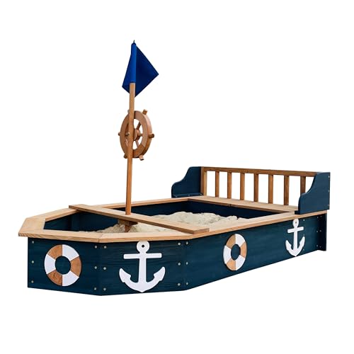 AXI Doris Sandkasten Boot/Schiff aus Holz | Sandkastenschiff in Anthrazit & Braun mit drehbarem Ruder, Flagge & Sitzbank | Sandkastenboot/Piratenschiff mit Abdeckung und Bodentuch | 153x90x100 cm AXI Doris Sandkasten Boot/Schiff aus Holz | Sandkastenschiff in Anthrazit & Braun mit drehbarem Ruder, Flagge & Sitzbank | Sandkastenboot/Piratenschiff mit Abdeckung und Bodentuch | 153x90x100 cm von AXI