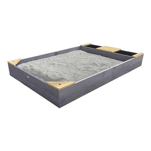 AXI Kelly Sandkasten aus Holz mit Sitzbank, Sitzecken & Behältern für z.B. Wasser | Sandbox für Kinder in Grau & Braun | 180 x 115 cm- AXI Kelly Sandkasten aus Holz mit Sitzbank, Sitzecken & Behältern für z.B. Wasser | Sandbox für Kinder in Grau & Braun | 180 x 115 cm- von AXI