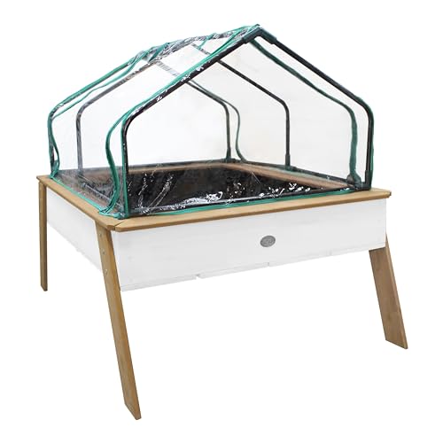 AXI Linda Hochbeet mit Gartenvlies & Gewächshaus | Hochbeet auf Stelzen für Garten/Balkon/Terrasse in Braun & Weiß von AXI