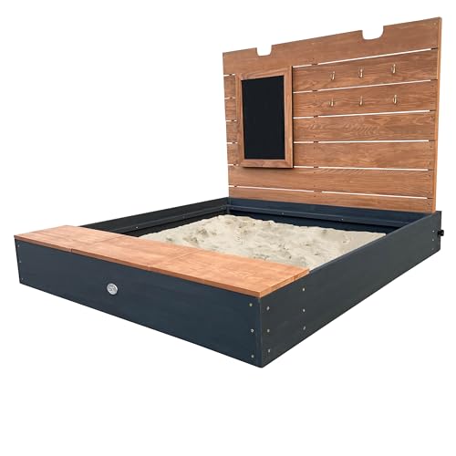 AXI Mandy XL Sandkasten aus FSC Holz mit Sitzbank, Stauraum, Deckel & Kreidetafel | Sandkasten in Anthrazit & Braun inklusive Bodeplane | 130 x 120 x 98 cm. AXI Mandy XL Sandkasten aus FSC Holz mit Sitzbank, Stauraum, Deckel & Kreidetafel | Sandkasten in Anthrazit & Braun inklusive Bodeplane | 130 x 120 x 98 cm. von AXI