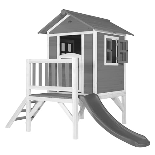 AXI Spielhaus Beach Lodge XL in Grau mit Rutsche in Grau | Stelzenhaus aus FSC Holz für Kinder | Kleiner Spielturm für den Garten von AXI