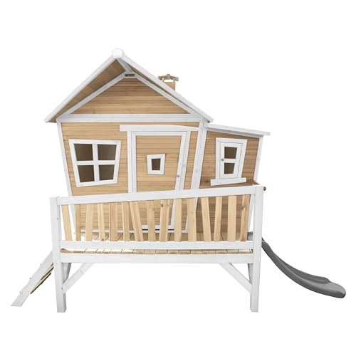 AXI Spielhaus Emma mit Grauer Rutsche | Stelzenhaus in Braun & Weiß aus FSC Holz für Kinder | Spielturm für den Garten. von AXI