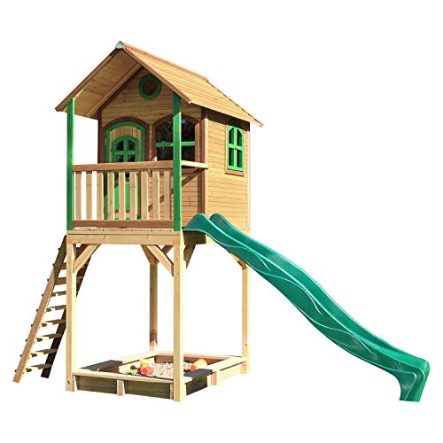 AXI Spielhaus Romy mit Sandkasten & grüner Rutsche | Stelzenhaus in Braun & Grün aus FSC Holz für Kinder | Spielturm für den Garten AXI Spielhaus Romy mit Sandkasten & grüner Rutsche | Stelzenhaus in Braun & Grün aus FSC Holz für Kinder | Spielturm für den Garten von AXI