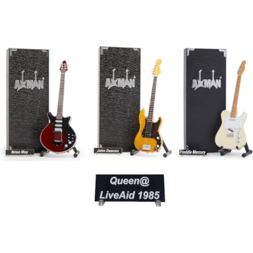 Queen Miniaturgitarren-Set – Live Aid – (Freddie M, Brian M, John D) handgefertigte Musikgeschenke von AXMAN