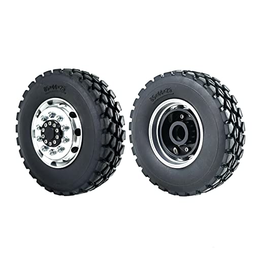 AXspeed 1/14 Rad Reifen Felgen Set 2 Stück Vorderfelgen mit Gummireifen für Tamiya Traktor Truck Climbing Trailer Cargo Car AXspeed 1/14 Rad Reifen Felgen Set 2 Stück Vorderfelgen mit Gummireifen für Tamiya Traktor Truck Climbing Trailer Cargo Car von AXspeed