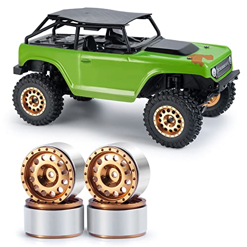 AXspeed 1/24th 1.0inch Beadlock Naben Metall Felgen für Axial SCX24 Deadbolt C10 AXI00002 B-17 AXI00005 RC Upgrade Teile (Bronze) von AXspeed