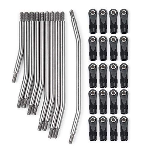 AXspeed 10pcs/Set Stainless Steel Steering Pull Rod Link Linkage for SCX10 1/10 RC Crawler Car von AXspeed